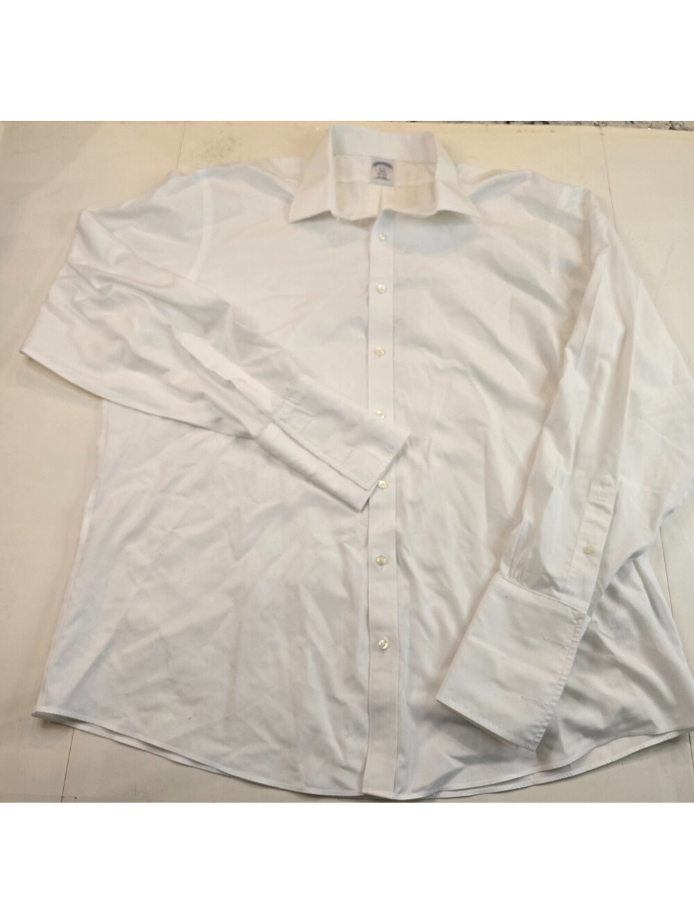 Brooks Brothers Dress Shirt Mens 18 37 White Solid Regent Non Iron LS